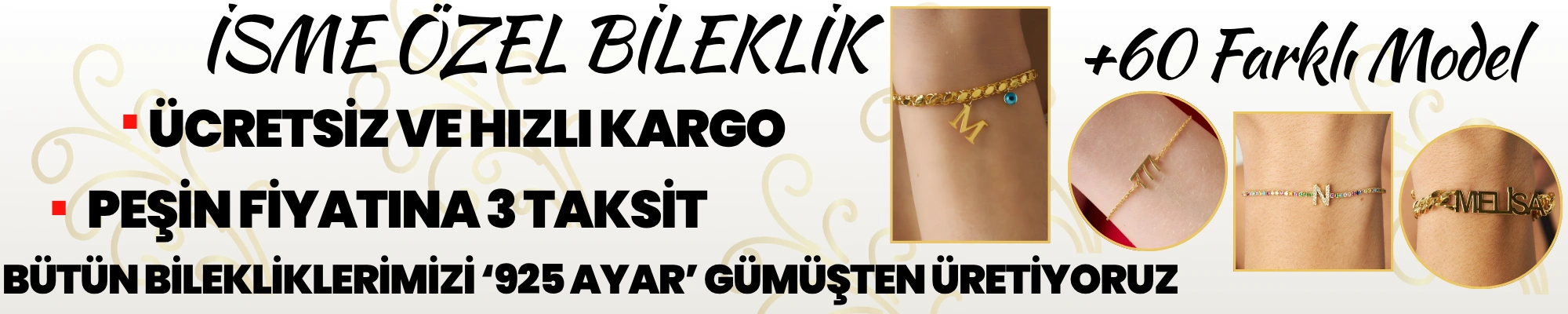 İsme özel 925 ayar gümüş bileklik – 60'tan fazla harfli ve isimli bileklik modeli, ücretsiz kargo