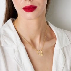 isim kolyesi - kalp kolye ucu - harf kolyesi