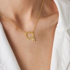 isim kolyesi - kalp kolye ucu - harf kolyesi