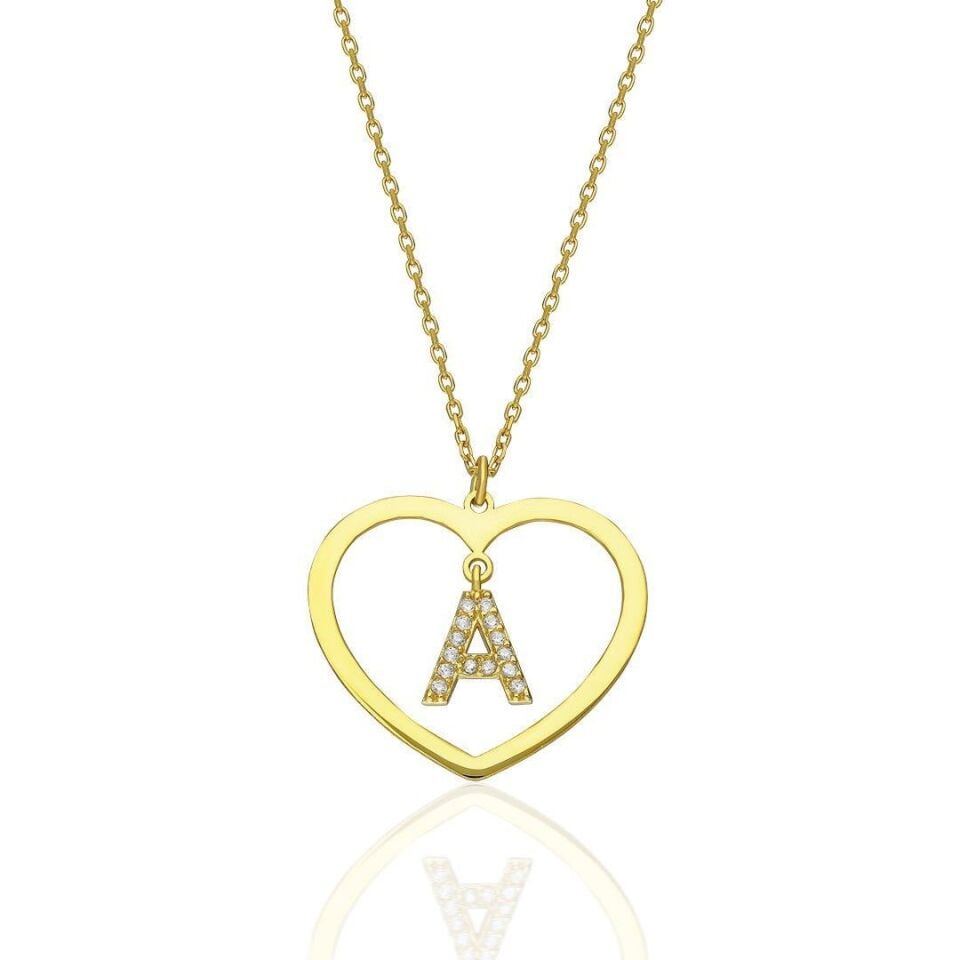 İsim Kolyesi Kalem Kolye İnce Kalpli - 925 Ayar Gümüş