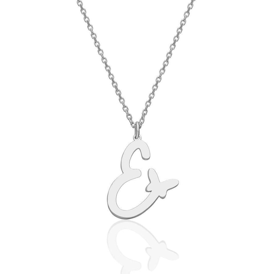 İsim Kolyesi El Yazısı Kalp Harf Kolyesi - 925 Ayar Gümüş