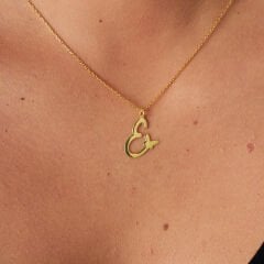 isim kolyesi - el yazısı kalp harf kolyesi