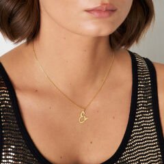 isim kolyesi - el yazısı kalp harf kolyesi