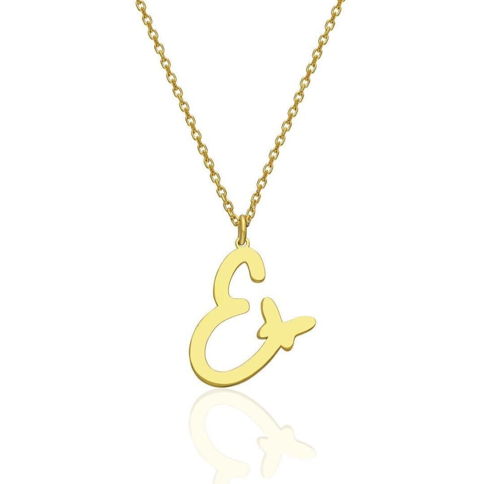 İsim Kolyesi El Yazısı Kalp Harf Kolyesi - 925 Ayar Gümüş