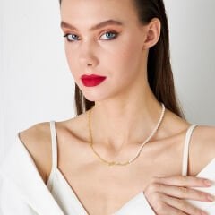 isim kolyesi - yarım incili el yazısı isim kolyesi