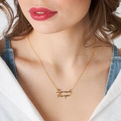 İsim kolyesi - iki ismin yazılı olduğu el yazısı kolye