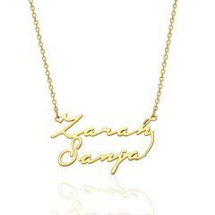 İsim kolyesi - iki ismin yazılı olduğu el yazısı kolye