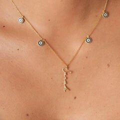 isim kolyesi - nazar boncuklu el yazısı kolye