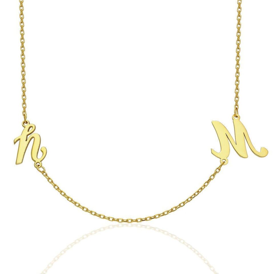 İsim Kolyesi Kolye Harfleri Değişken Olarak - 925 Ayar Gümüş