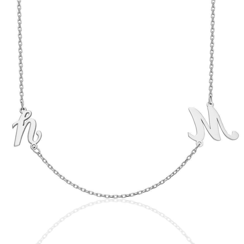 İsim Kolyesi Kolye Harfleri Değişken Olarak - 925 Ayar Gümüş