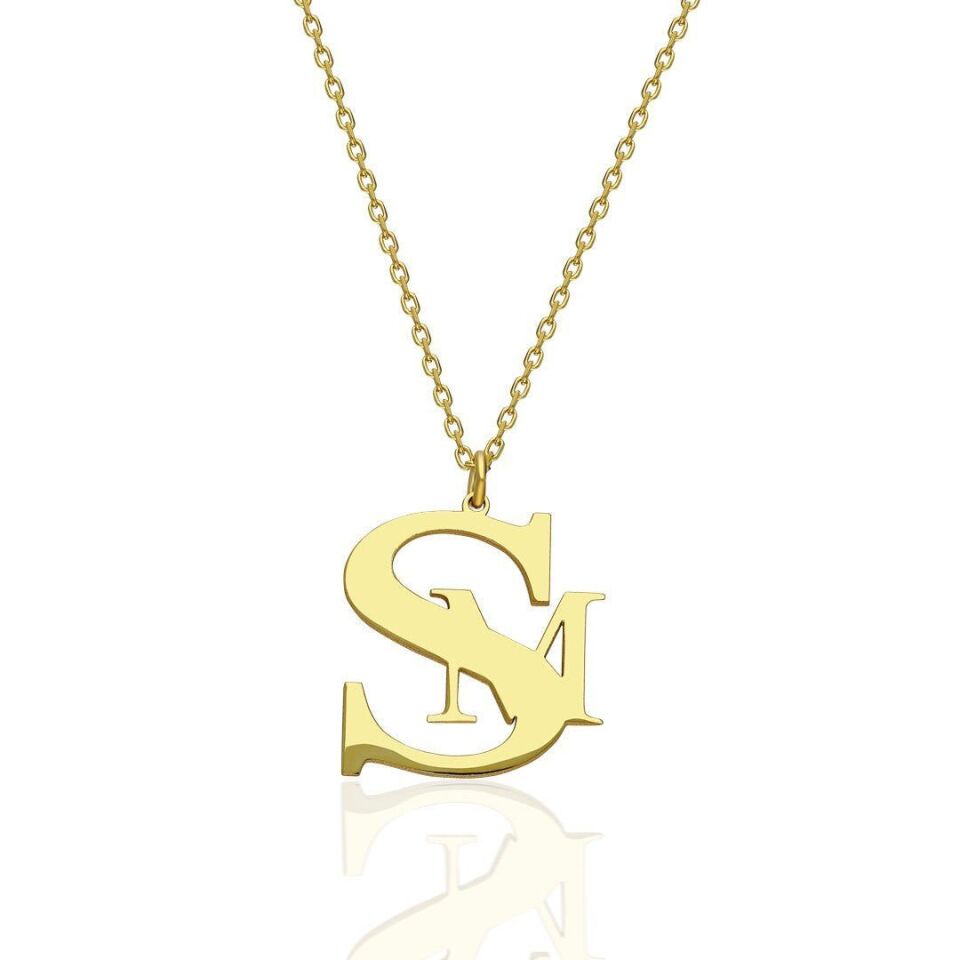 İsim Kolyesi Kolye Birleşik Harflerle - 925 Ayar Gümüş