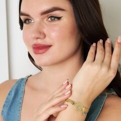 çeyrek bosem gözlü üç sıra zincir bilezik