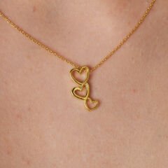 üç sıra kalp kolye