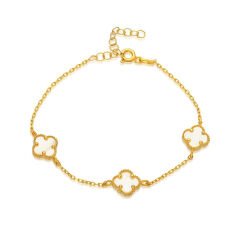 üçlü beyaz yonca bileziği