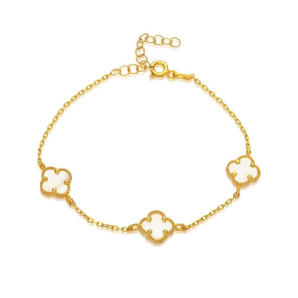 üçlü beyaz yonca bileziği