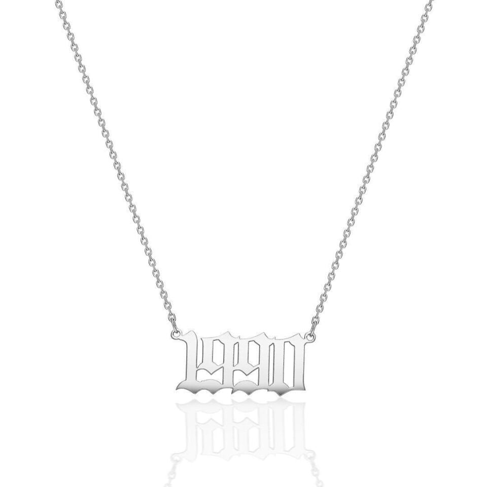 Doğum Tarihi Yazılı İsim Kolyesi - 925 Ayar Gümüş