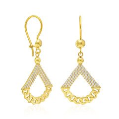 taşlı üçgen model zincir küpe