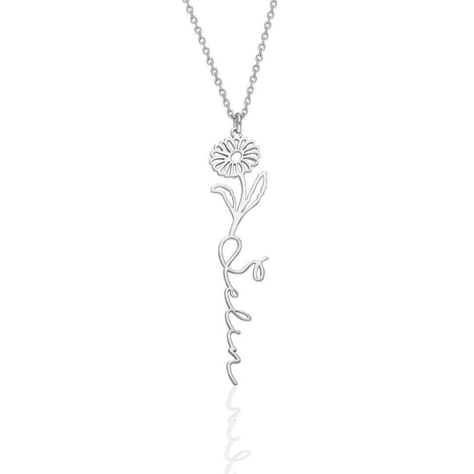 İsim Kolyesi Papatya İsim Kolyesi - 925 Ayar Gümüş