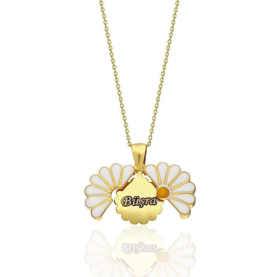 İsim Kolyesi Papatya Kolyesi İsimli - 925 Ayar Gümüş