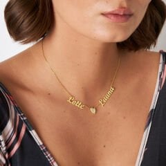 İsim kolyesi - iki isimli ayak izi kolyesi