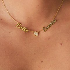 İsim kolyesi - iki isimli ayak izi kolyesi