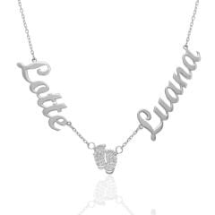 İsim kolyesi - iki isimli ayak izi kolyesi