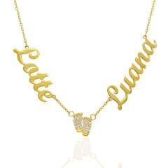 İsim kolyesi - iki isimli ayak izi kolyesi