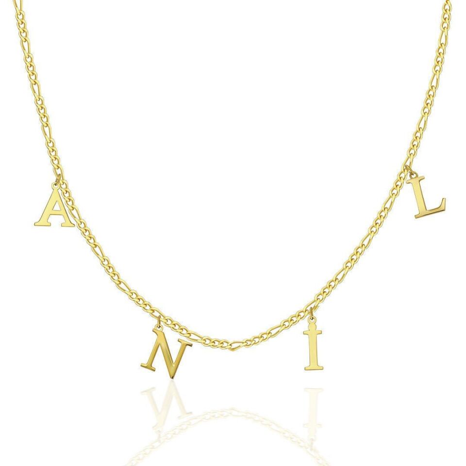 İsim Kolyesi Figaro Kolyesi İsim Kolyesi - 925 Ayar Gümüş