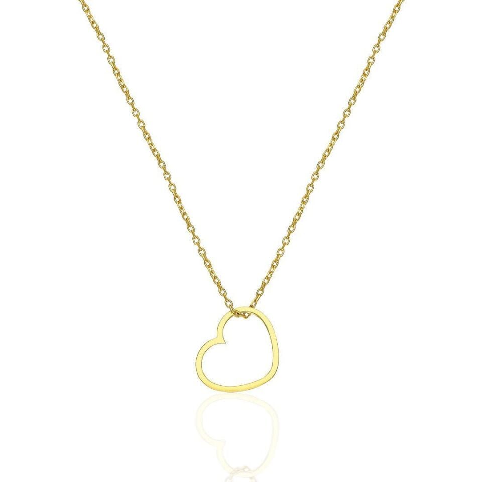 İsim Kolyesi Zarif Sade Kalp Kolye - 925 Ayar Gümüş