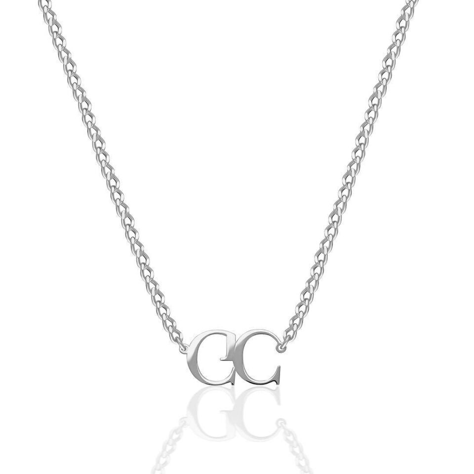 İsim Kolyesi Çift Harf Aşk Kolyesi - 925 Ayar Gümüş