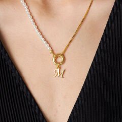 isim kolyesi-harf kolyesi-zincir ve incilerle