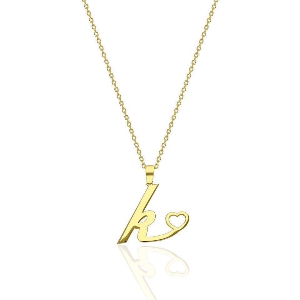 İsim Kolyesi Harf Kolyesi Kalpli - 925 Ayar Gümüş