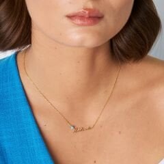 isim kolyesi - nazar - sade bir şekilde yazılmış isim kolyesi