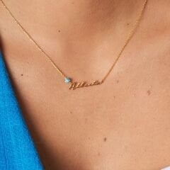 isim kolyesi - nazar - sade bir şekilde yazılmış isim kolyesi