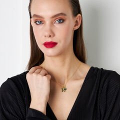 nazar-yonca harf kolyesi