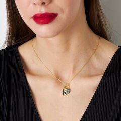 nazar-yonca harf kolyesi