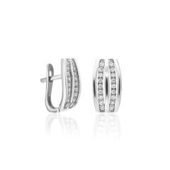 taşlı çift sıra küpeler