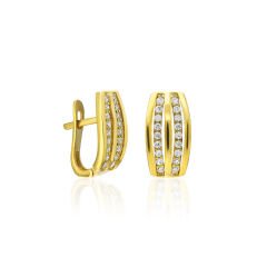 taşlı çift sıra küpeler