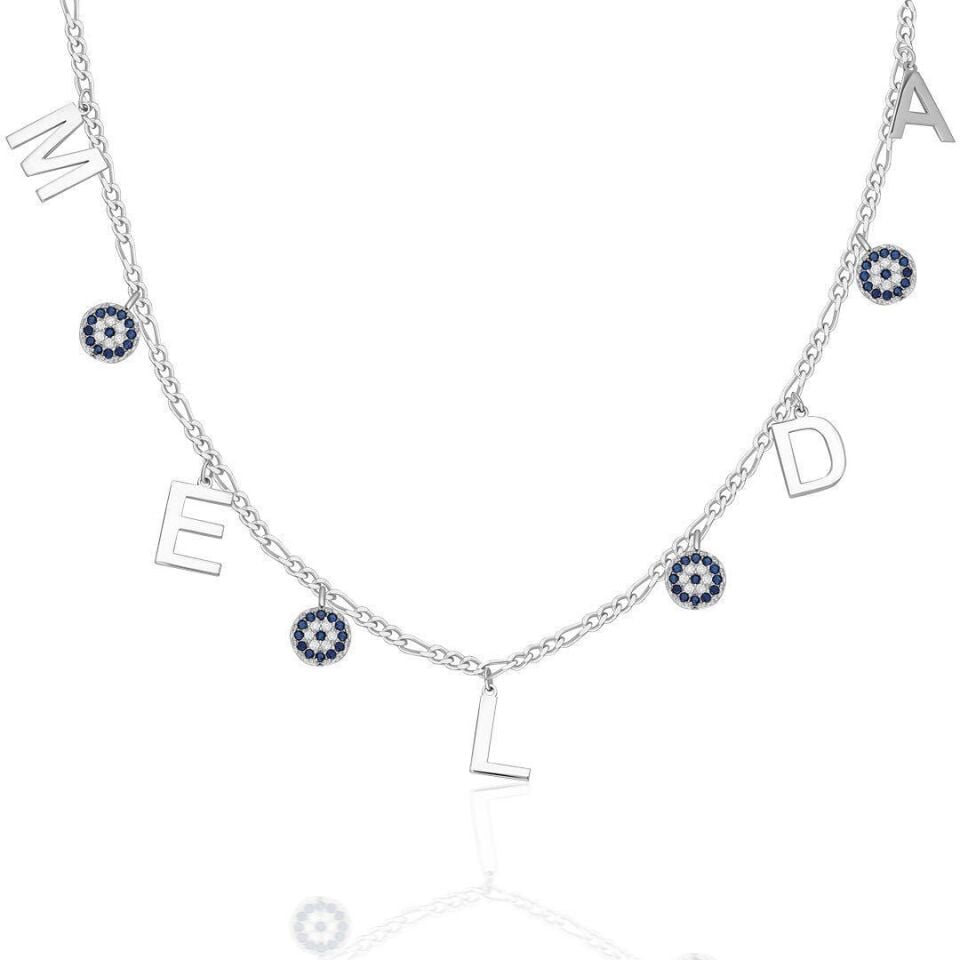 İsim Kolyesi Nazar Yaka İsim Kolyesi - 925 Ayar Gümüş