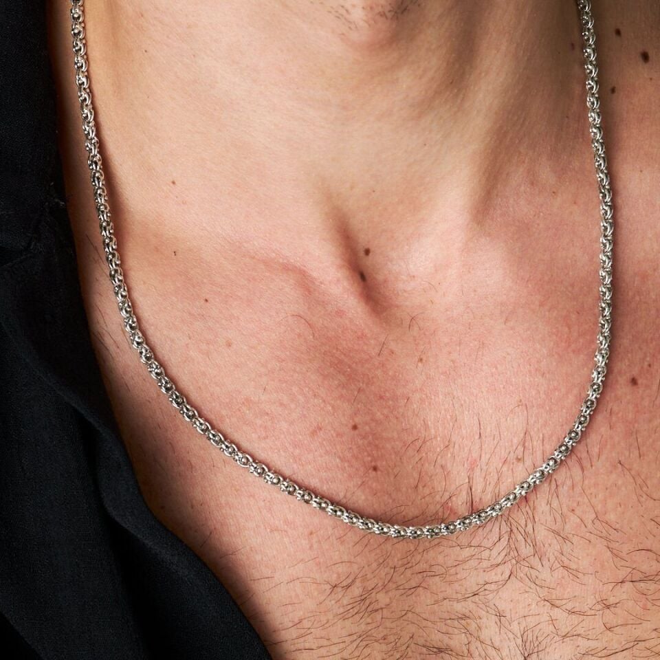 Güverseli Arnavut Zincir Kolye - 925 Ayar Gümüş