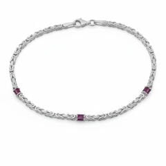 Pembe Taşlı Kral Zincir Bileklik - 925 GÜMÜŞ