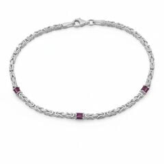 Pembe Taşlı Kral Zincir Bileklik - 925 GÜMÜŞ