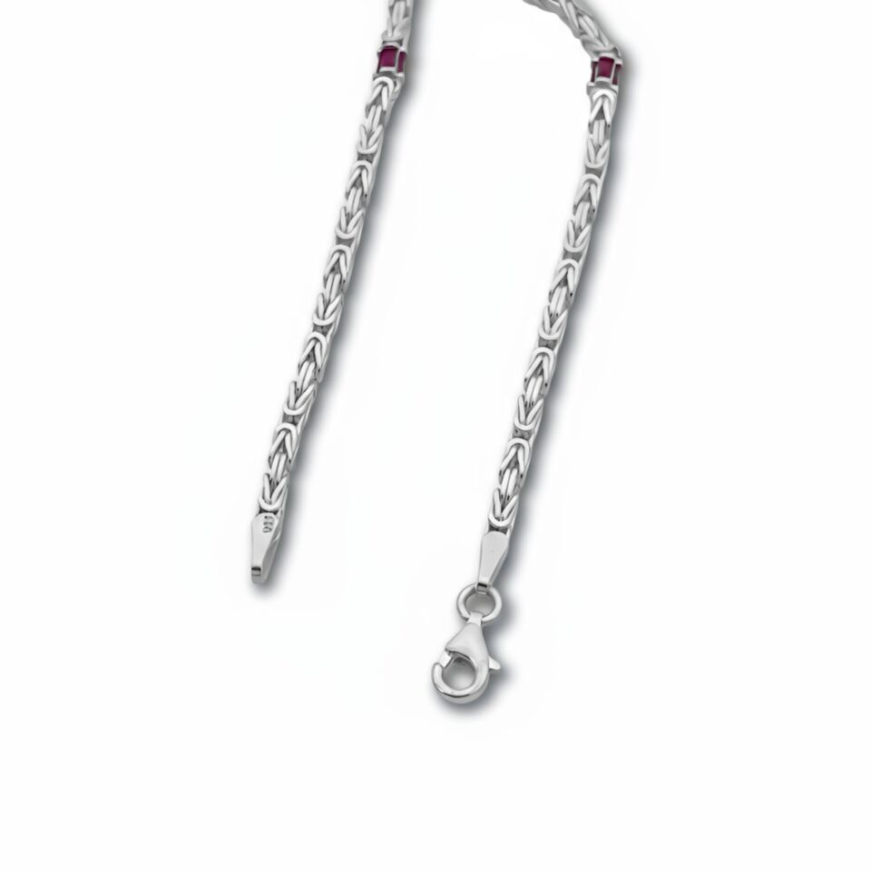 Pembe Taşlı Kral Zincir Bileklik - 925 GÜMÜŞ