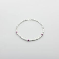 Pembe Taşlı Kral Zincir Bileklik - 925 GÜMÜŞ