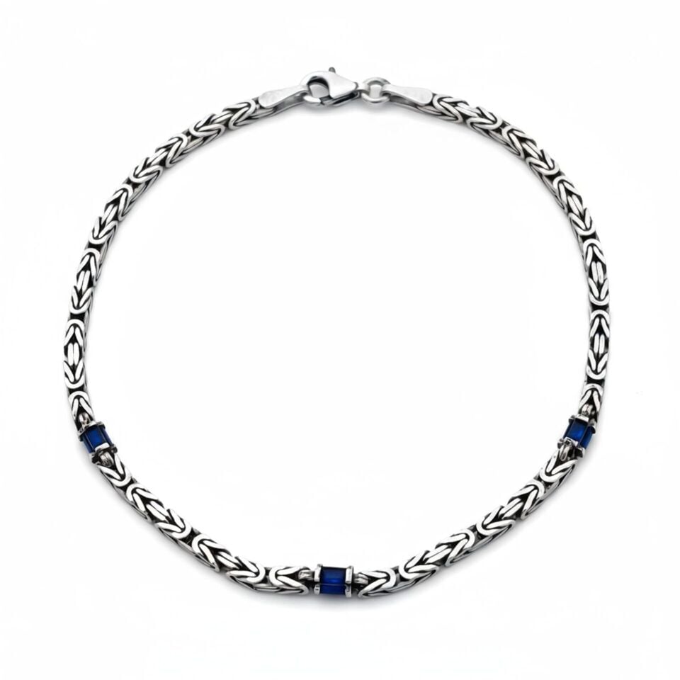 Mavi Taşlı Kral Zincir Bileklik