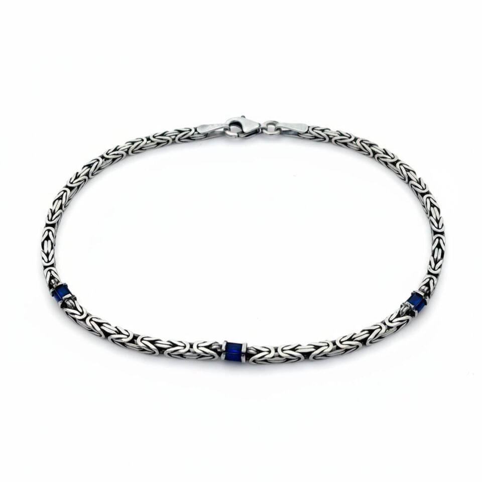 Mavi Taşlı Kral Zincir Bileklik