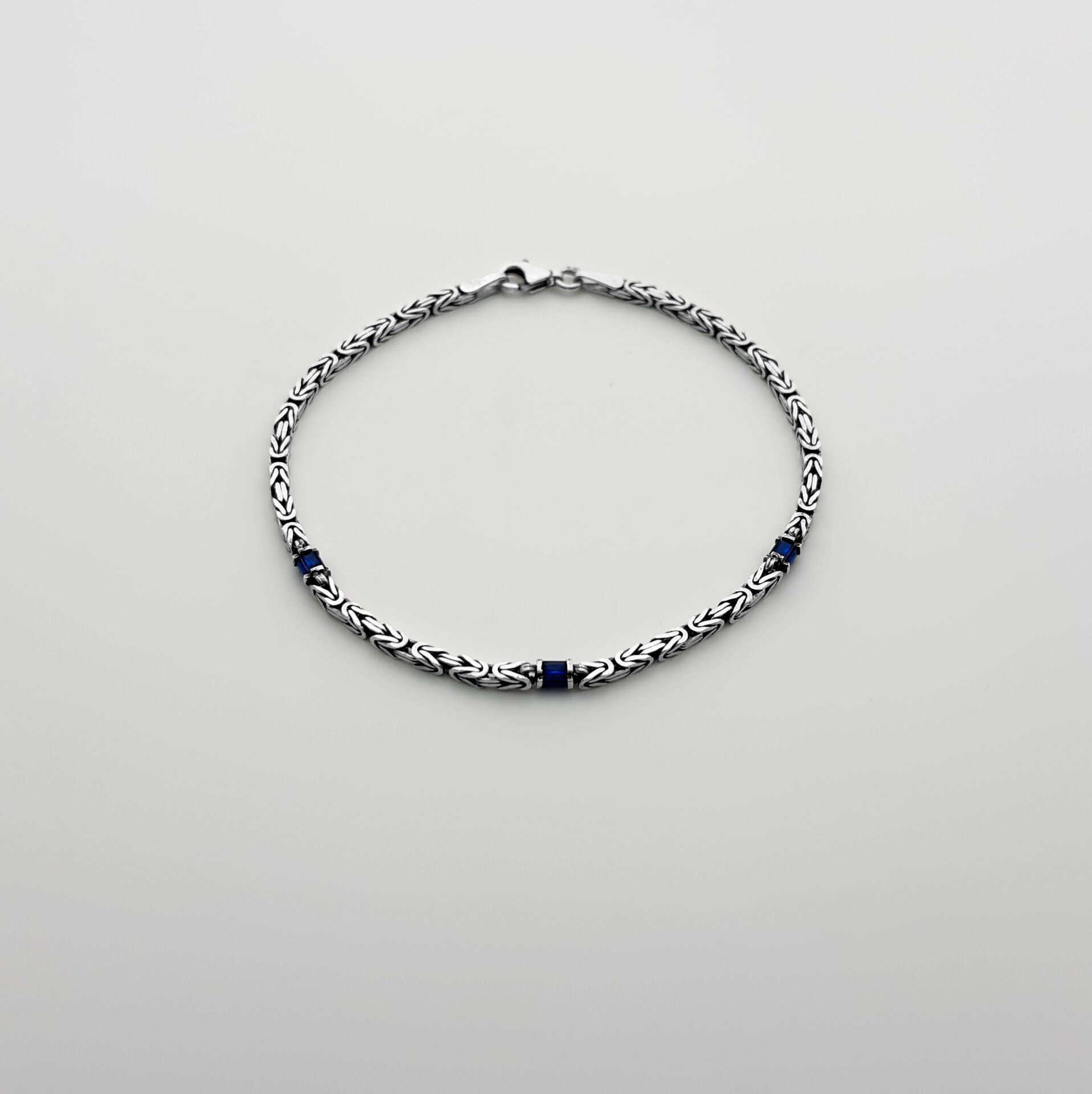 Mavi Taşlı Kral Zincir Bileklik