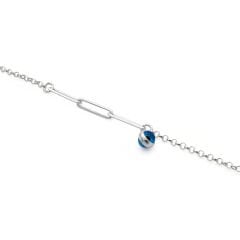 Ataç Zincir Detaylı Nazar Boncuklu Bileklik - 925 GÜMÜŞ