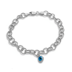 Halka Zincir Nazar Boncuklu Bileklik - 925 GÜMÜŞ