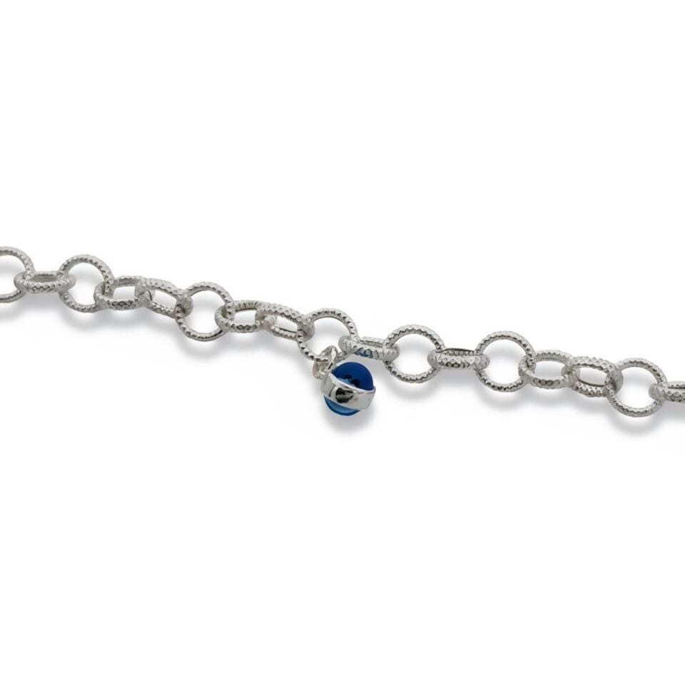 Halka Zincir Nazar Boncuklu Bileklik - 925 GÜMÜŞ